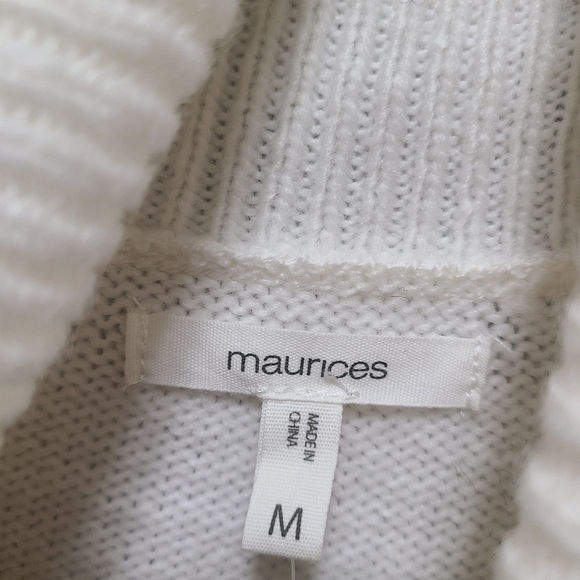 Maurices geo‎ fair isle turtle neck sweater fuzzy eyelash trim detail Medium - Picture 3 of 8